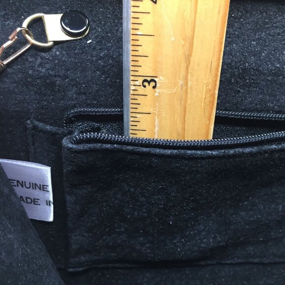 Vintage Genuine Eel Skin Leather Black Evening Purse Handbag Mirror Chain Strap - Picture 8 of 14